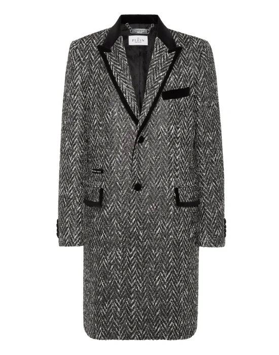 Chevron Long Coat Skull&Bones
