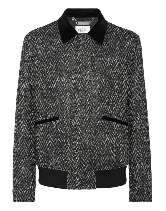 Chevron Collared Bomber Gothic Plein