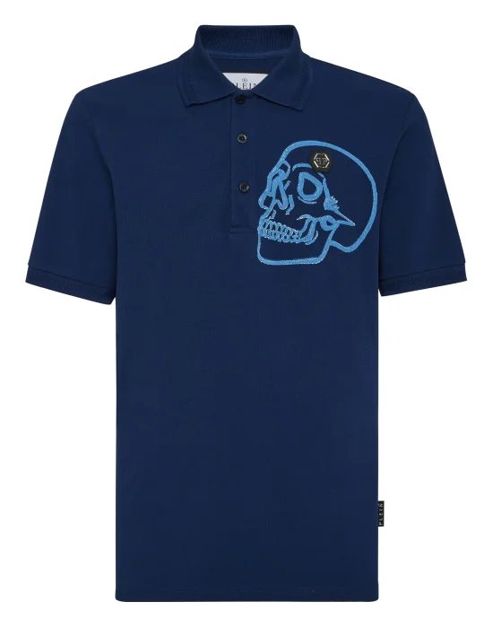 Slim Fit Jersey Polo Shirt Skull