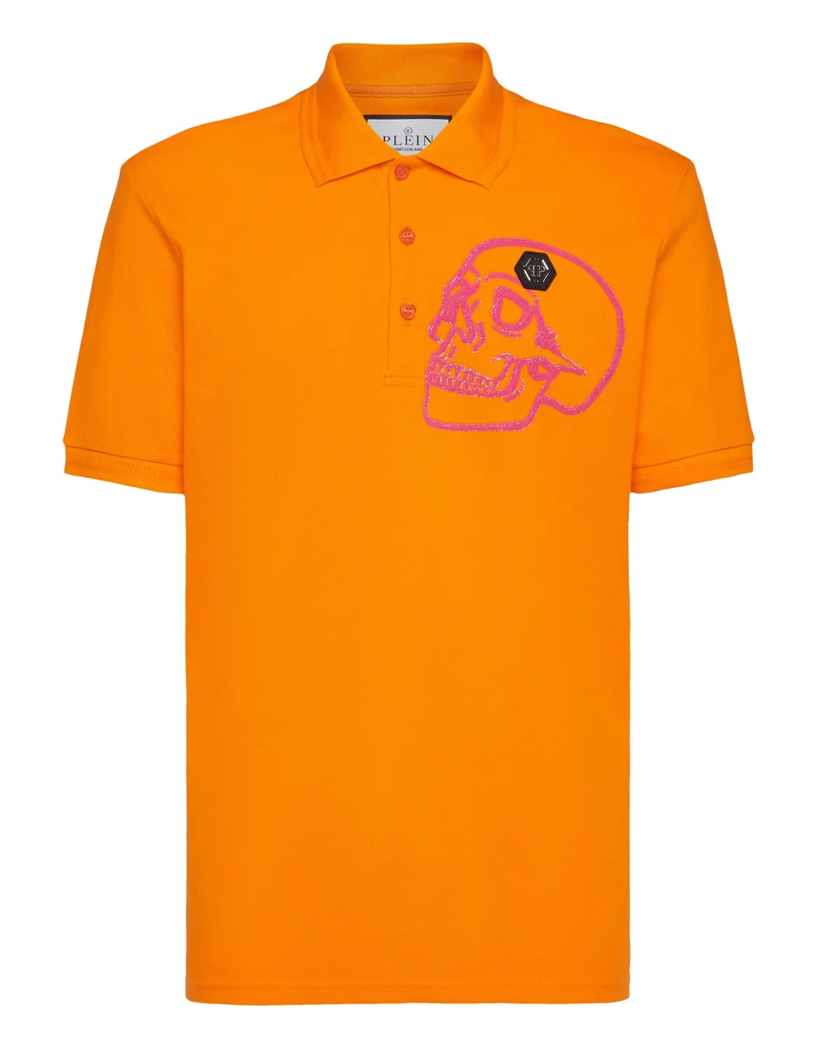 Slim Fit Jersey Polo Shirt Skull, цвет: Оранжевый