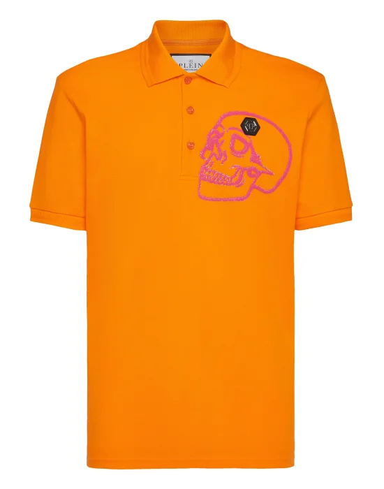 Slim Fit Jersey Polo Shirt Skull