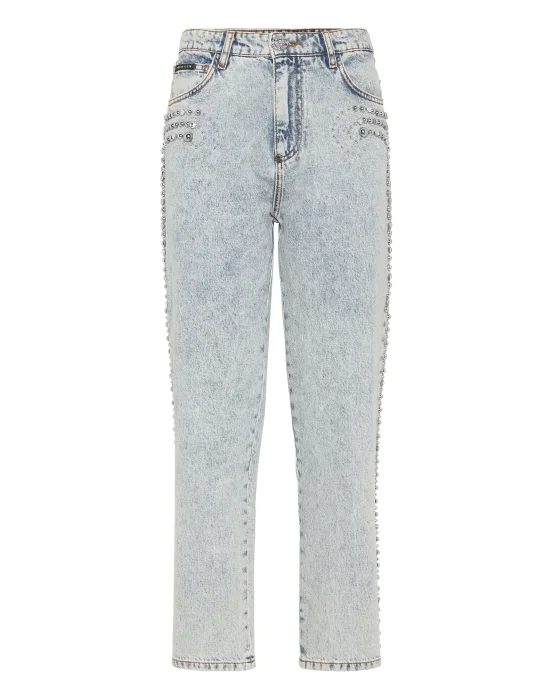 Denim Trousers Mom Fit Studs & Stones