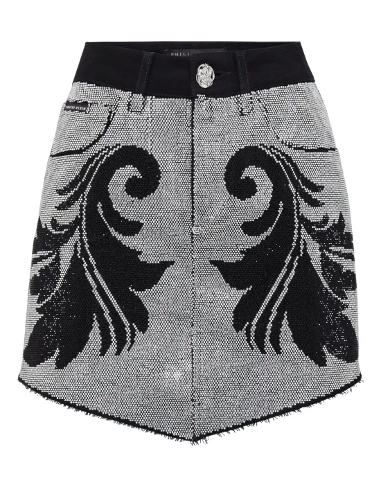 Denim Mini Skirt with Crystals Cowboy