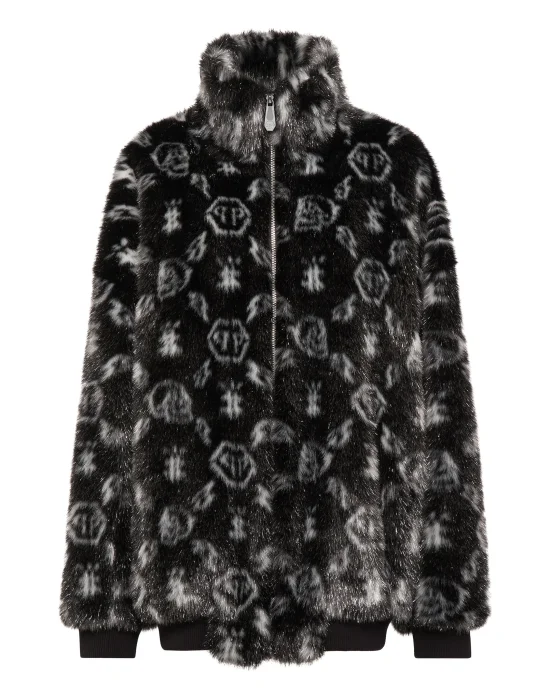 Lurex Eco Fur Maxi Bomber Monogram