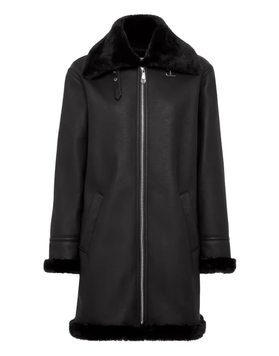Eco Mutton Aviator Long Jacket Skull&Bones