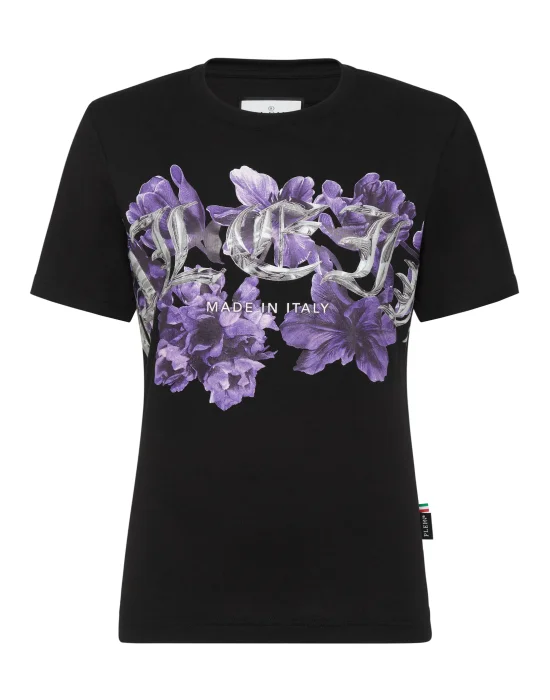 Padded Shoulder T-shirt Sexy Pure Fit Flowers