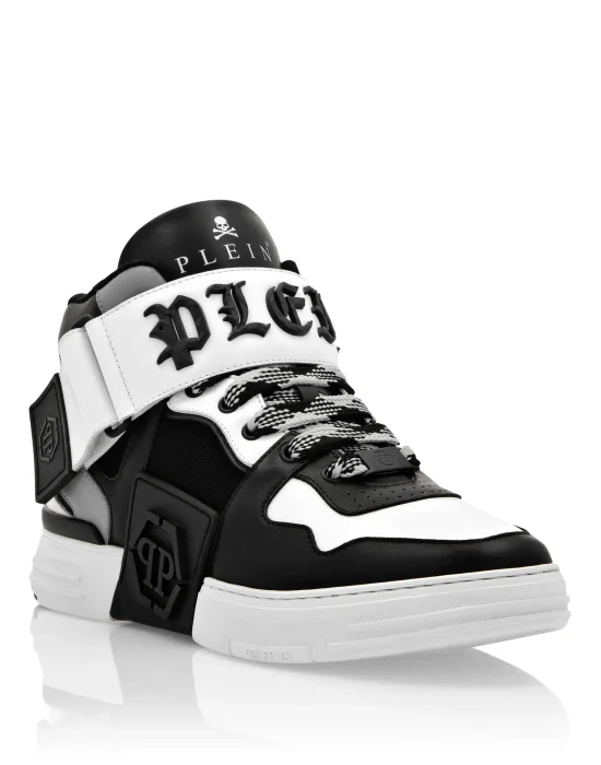 Mix Leather Mid-Top Sneakers Gothic Plein