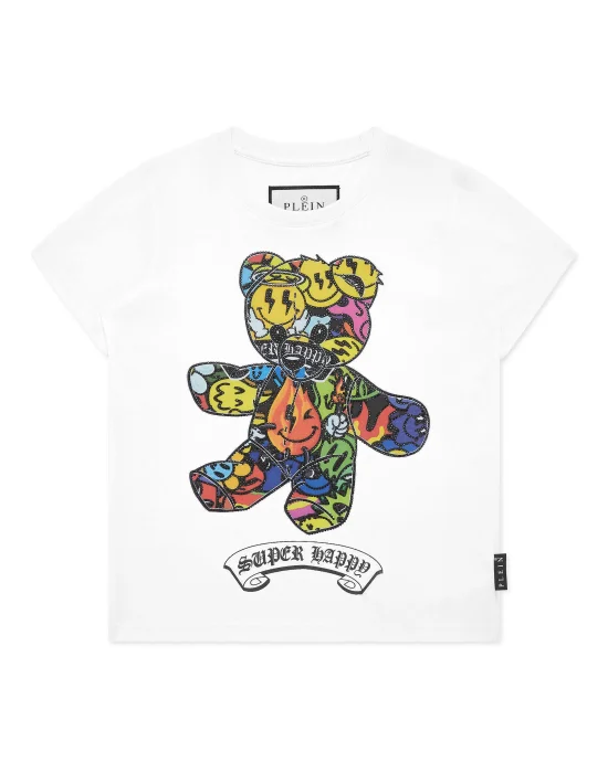 T-shirt Round Neck SS Strass Teddy Bear