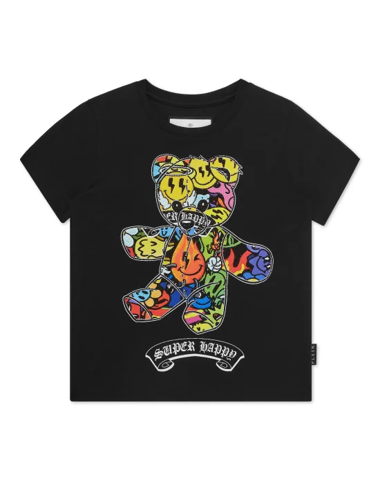 T-shirt Round Neck SS Strass Teddy Bear