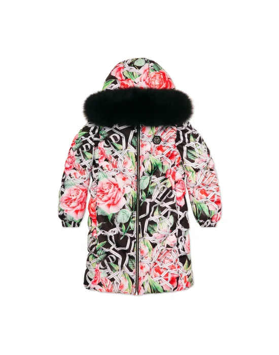 Puffer Long Coat Roses