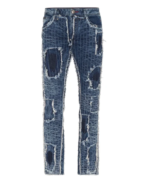 Denim Trousers Super Straight Cut Destroyed