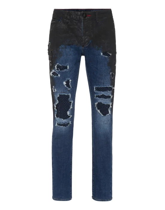 Denim Rock Star Trousers Strass