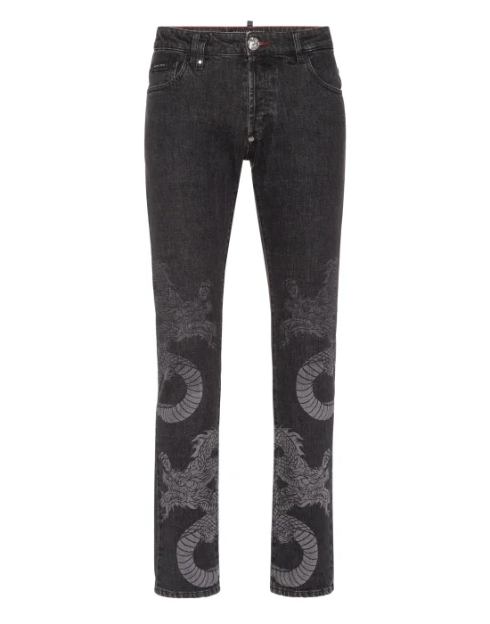 Denim Super Straight Cut Trousers Dragon Shadow