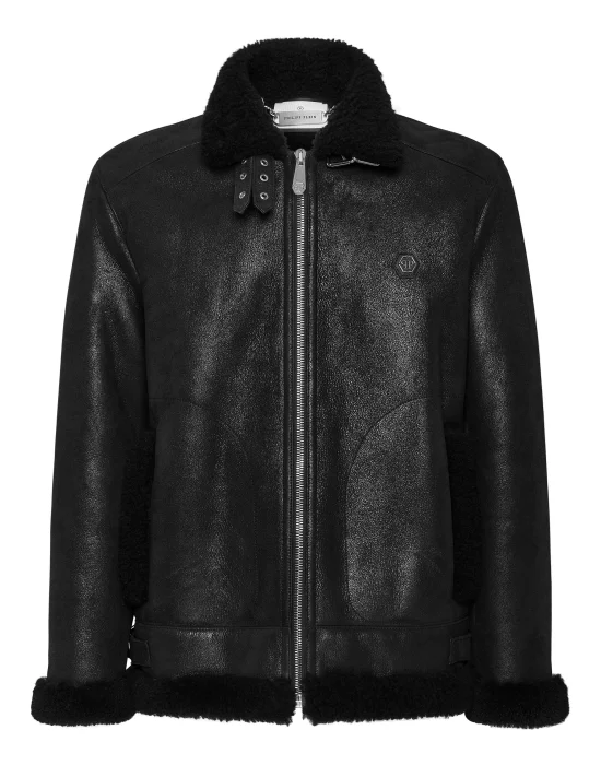 Shearling Leather Biker Jacket