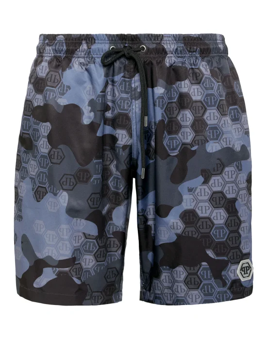 Camouflage Long Swim Boxer Monogram