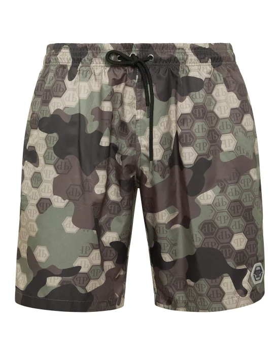 Camouflage Long Swim Boxer Monogram