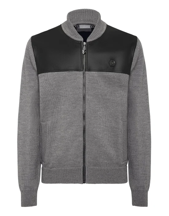 Merino Wool Leather Bomber Skull&Bones