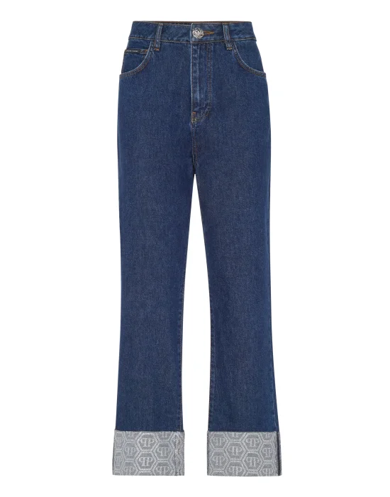 Denim Trousers Loose Fit Cufffed Monogram