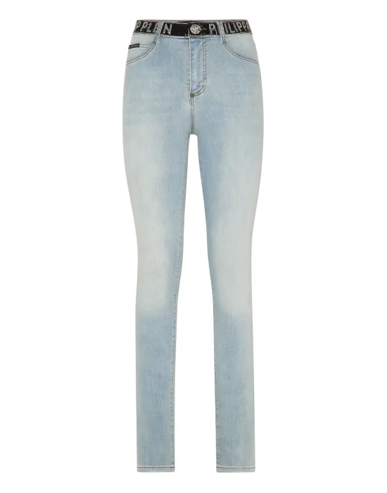 Denim Strass Band High Waist Jegging Trousers