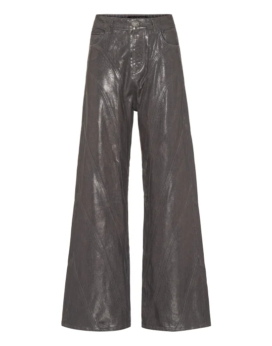 Denim Laminated Multicutting Trousers Skater Fit