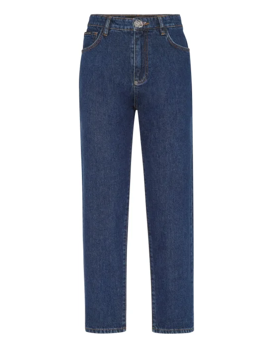 Denim Trousers Mom Fit Hexagon