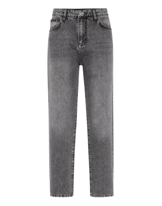 Denim Trousers Mom Fit Hexagon