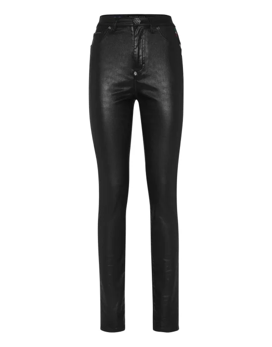 Coated Denim Super High Waist Jeggings