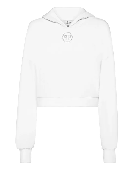 Cropped Hoodie Sweatshirt Crystal Hexagon
