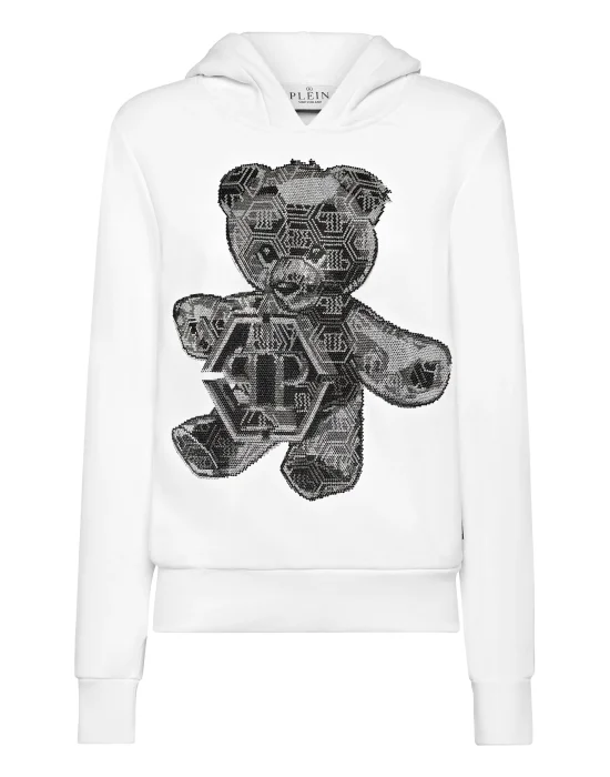Oversize Hoodie Sweatshirt Strass Teddy Bear