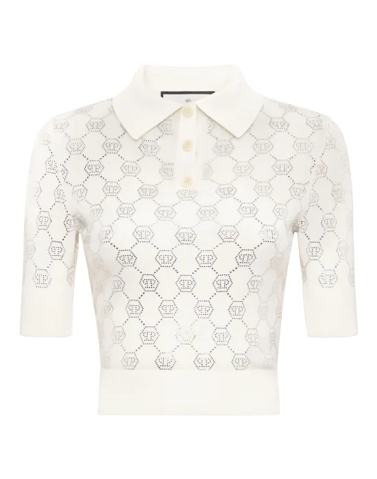 Knitted Strass Polo-Neck SS Monogram