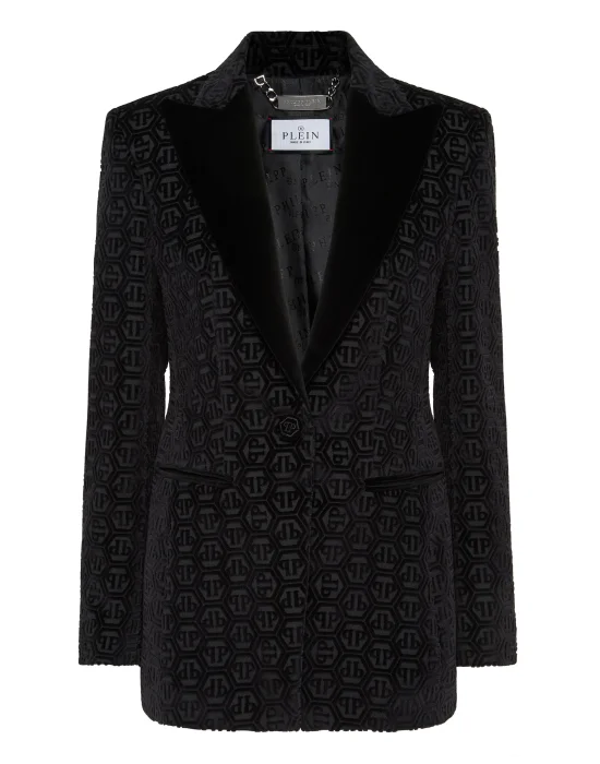 Velvet Single Breasted Blazer Monogram