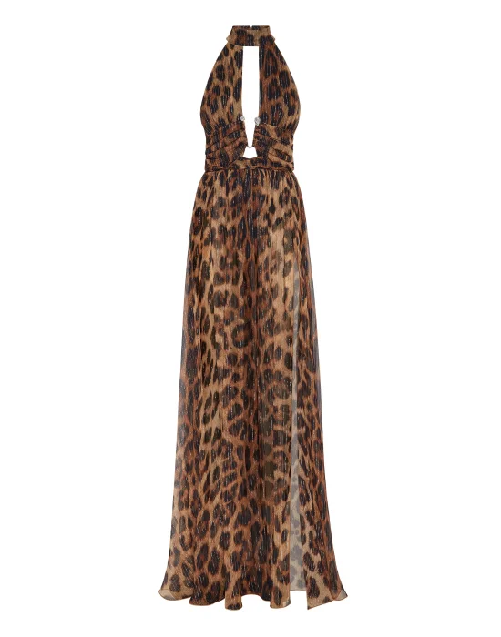 Silk Chiffion Long Dress Leopard