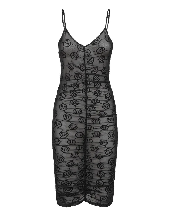 Tulle Midi Dress Monogram