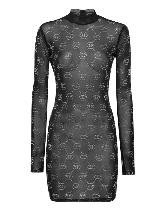 Tulle Midi Dress Strass Monogram