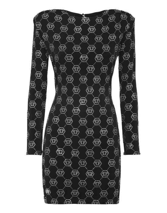 Mini Dress With Padded Shoulders Monogram