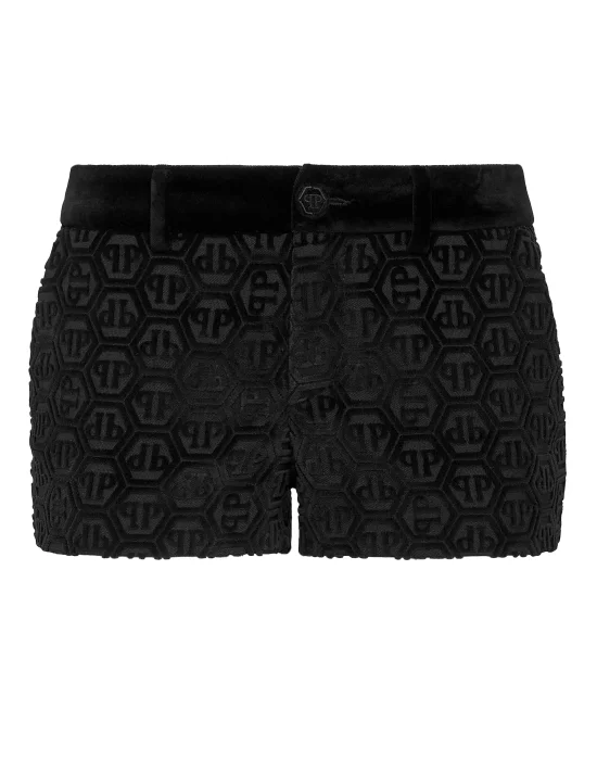 Velvet Devore Mini Shorts Monogram