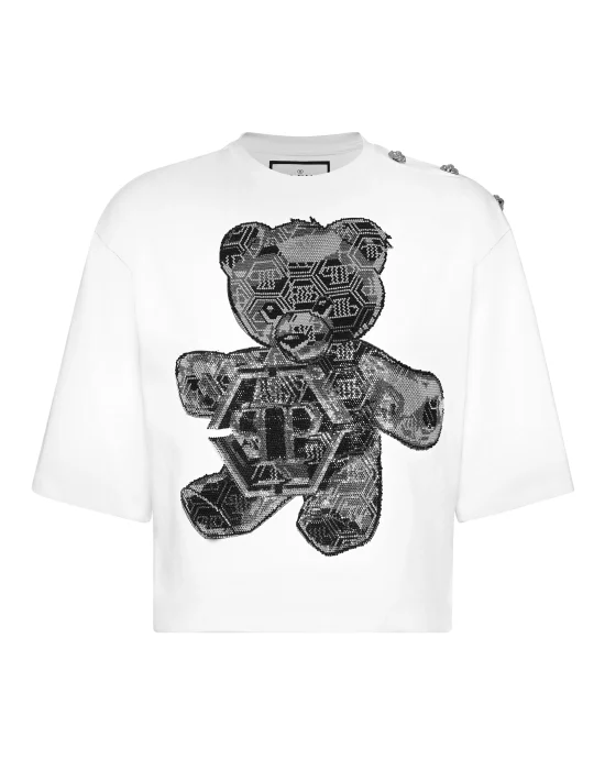 Cropped T-shirt  Strass Teddy Bear