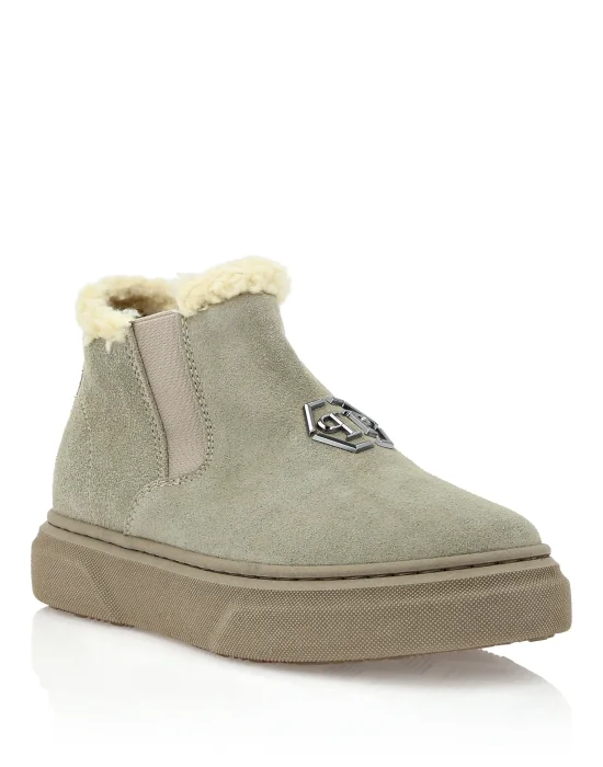 Eco Shearling Suede Anckle Boots
