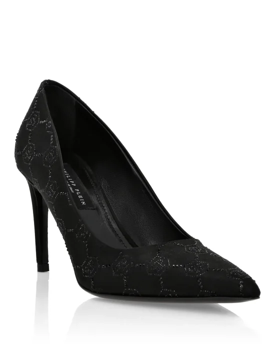 Satin Decollete Mid Heels Strass Monogram