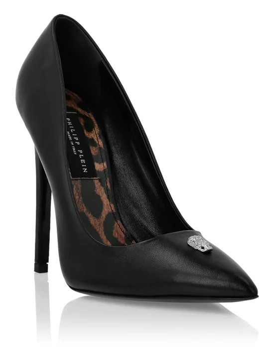 Nappa Leather Decollete Hi-Heels Skull strass