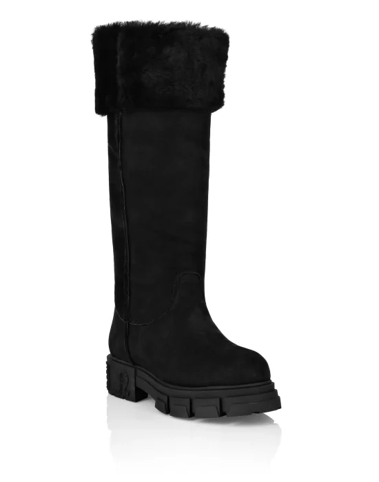 Shearling Boots Flat High Gothic Plein