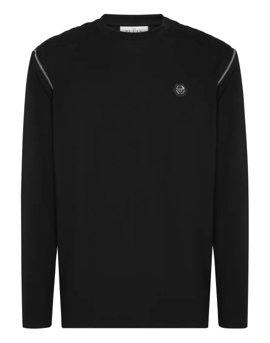 Round Neck T-Shirt Long Sleeve With Zippers On Sleeves