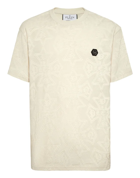 Round Neck Jacquard T-Shirt Crest