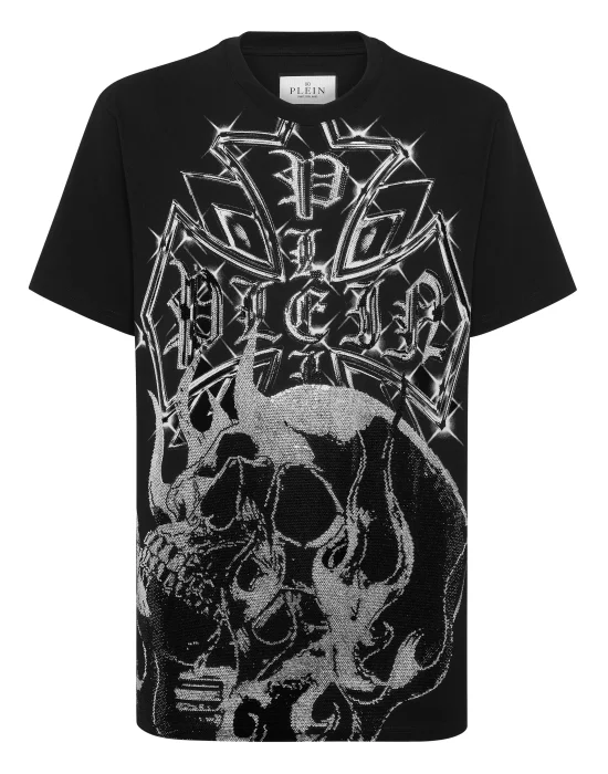 Round Neck T-Shirt Chrome Crest Skull