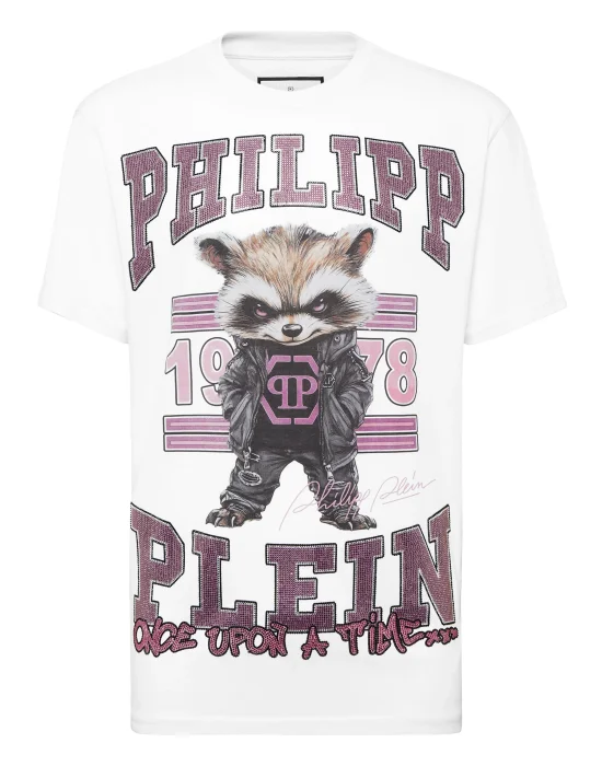 Round Neck T-Shirt College Raccoon Stones