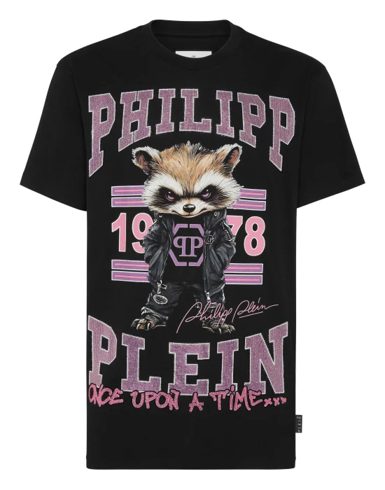 Round Neck T-Shirt College Raccoon Stones