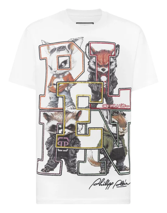 Round Neck T-Shirt College Animals Outline