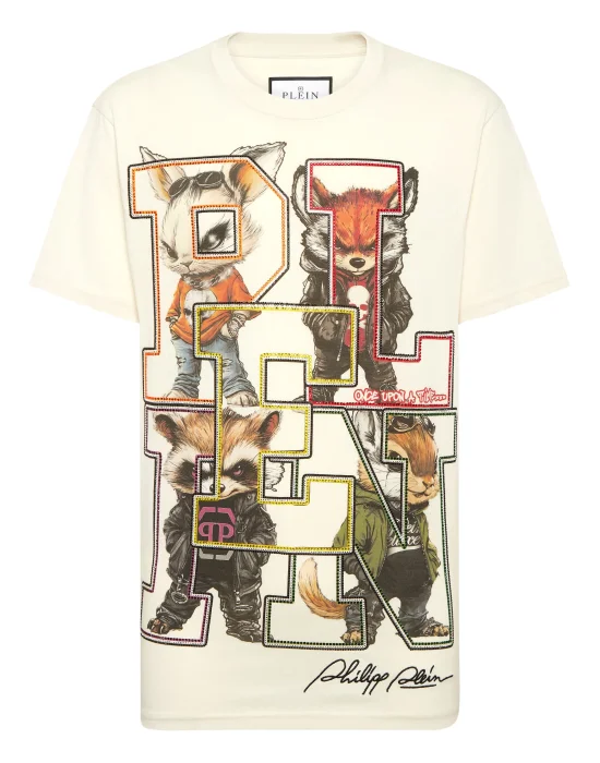 Round Neck T-Shirt College Animals Outline