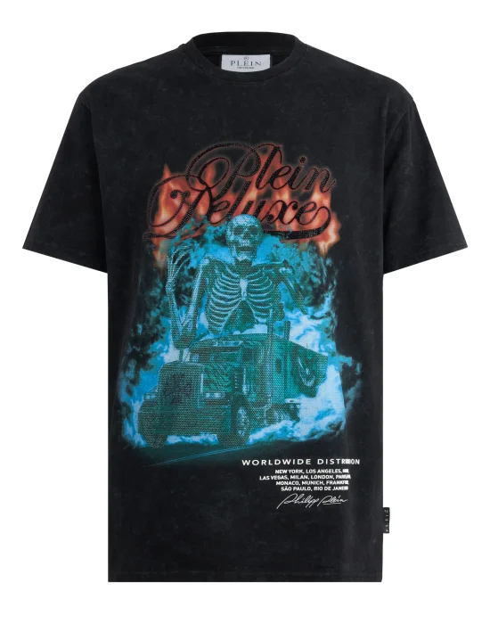 Round Neck T-Shirt Plein Deluxe Skeleton Stones
