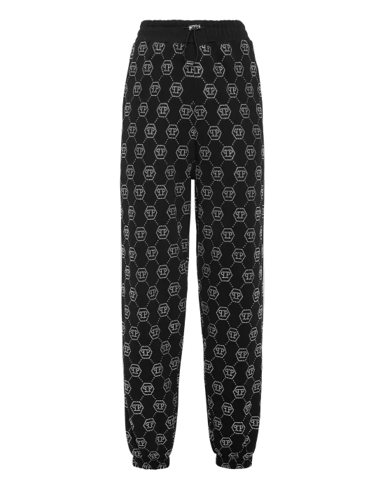 Washed Fleece Joggers Monogram Strass